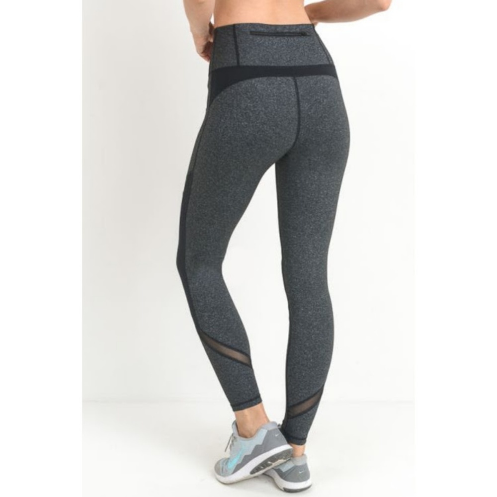 Highwaist Slanted Colorblock Mesh Full Leggings! - Picture 2 of 6